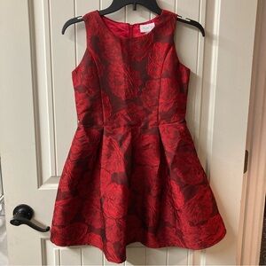 Girls Sz 12 Red Flowers Sleeveless Dress Place